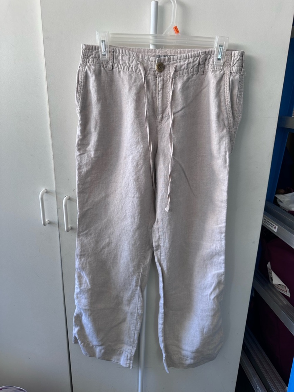 Liz Claireborne Casual Linen-Blend Drawstring Pants in Light Beige
